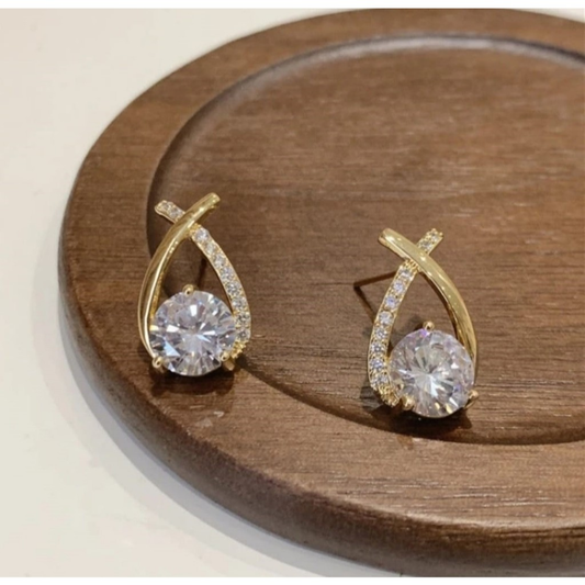 Brinco Brilhante Zircônia Elegante Casual Feminino Banhado Folheado Ouro Prata