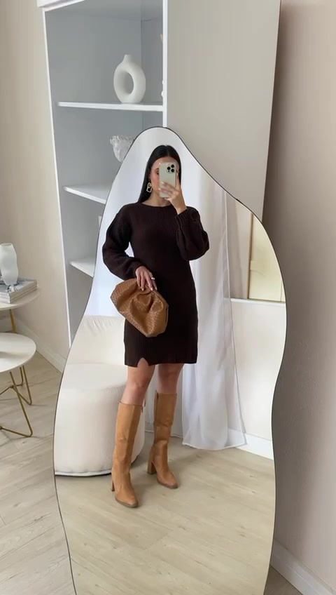 Vestido De Mousse Tricot Trico Fendas Laterais Elegância Nas Suas Noites De Inverno
