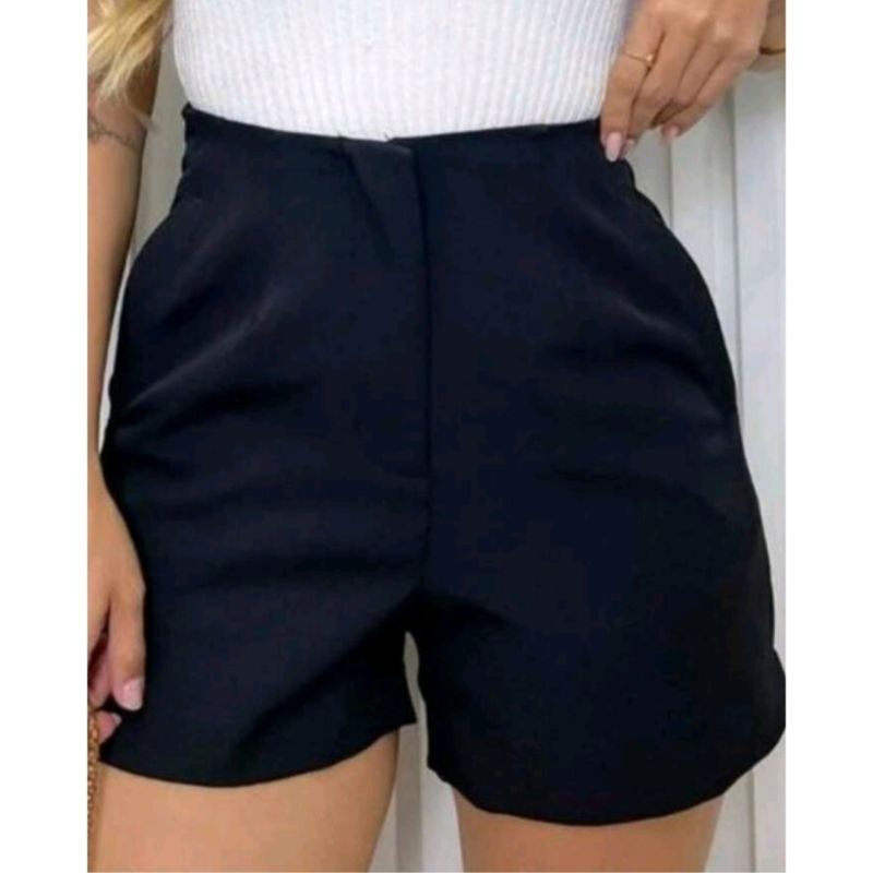 SHORT ALFAIATARIA FEMININO ZARA CINTURA ALTA COM ZÍPER NA LATERAL