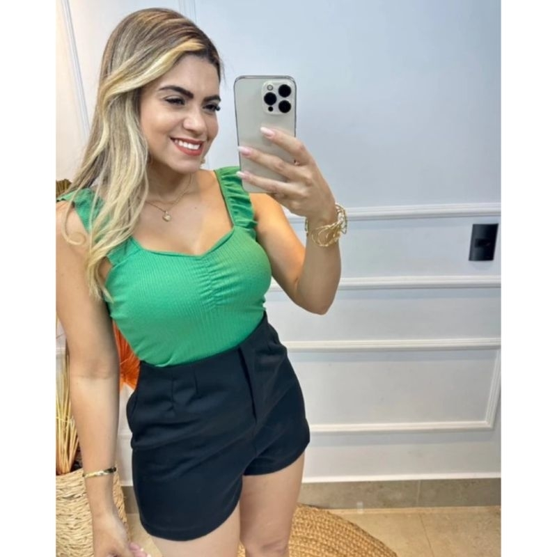 SHORT ALFAIATARIA FEMININO ZARA CINTURA ALTA COM ZÍPER NA LATERAL