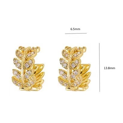 Brincos De Folha Pequena Moda Japonesa Coreano Semi joia prata 925 e ouro 18k.