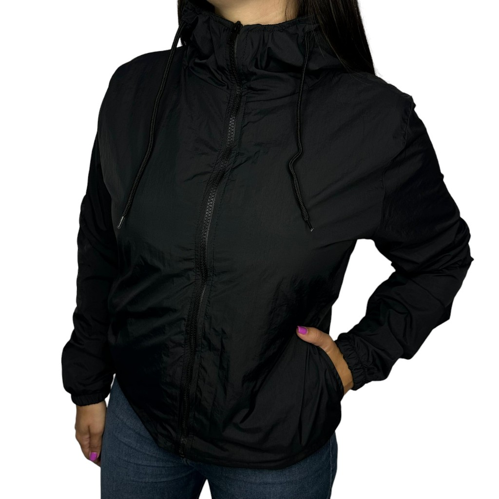 Jaqueta Corta Vento Feminina Repele Agua 100% Forrada Lisa com Capuz Moda Fitness Academia