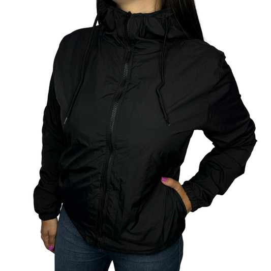 Jaqueta Corta Vento Feminina Repele Agua 100% Forrada Lisa com Capuz Moda Fitness Academia