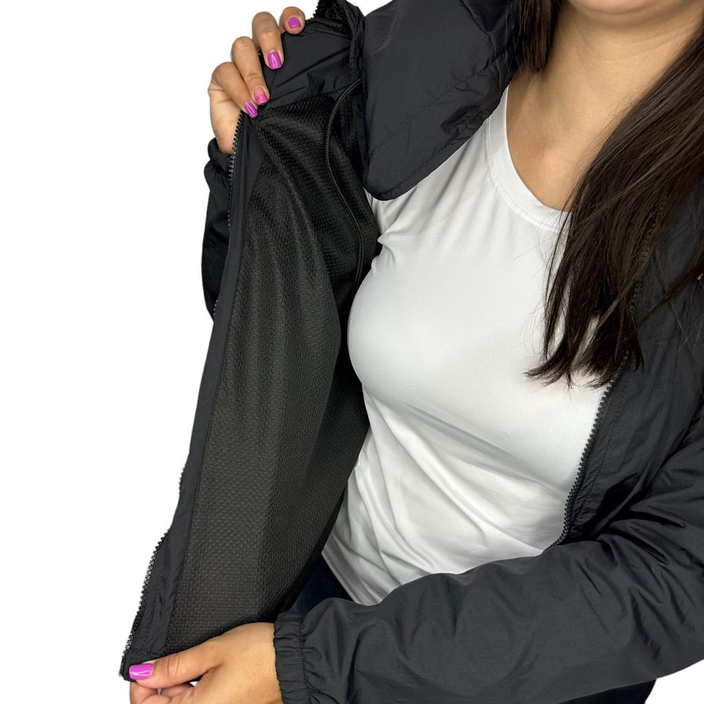 Jaqueta Corta Vento Feminina Repele Agua 100% Forrada Lisa com Capuz Moda Fitness Academia