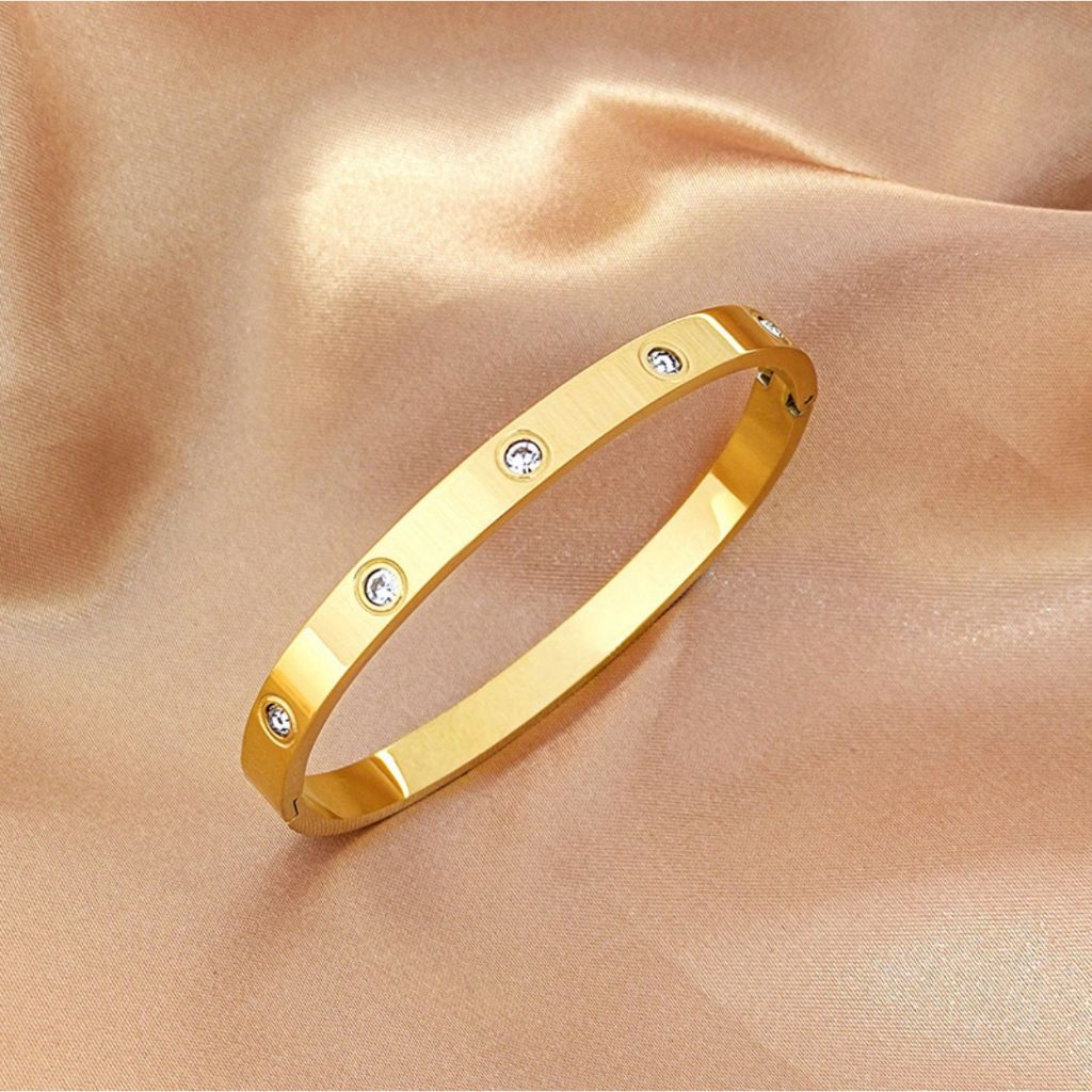 Pulseira de aço titânio 18k para mulheres cheia de diamantes A pulseira Kajia não desbota joias femininas simples e versáteis joias de design de celebridades da internet