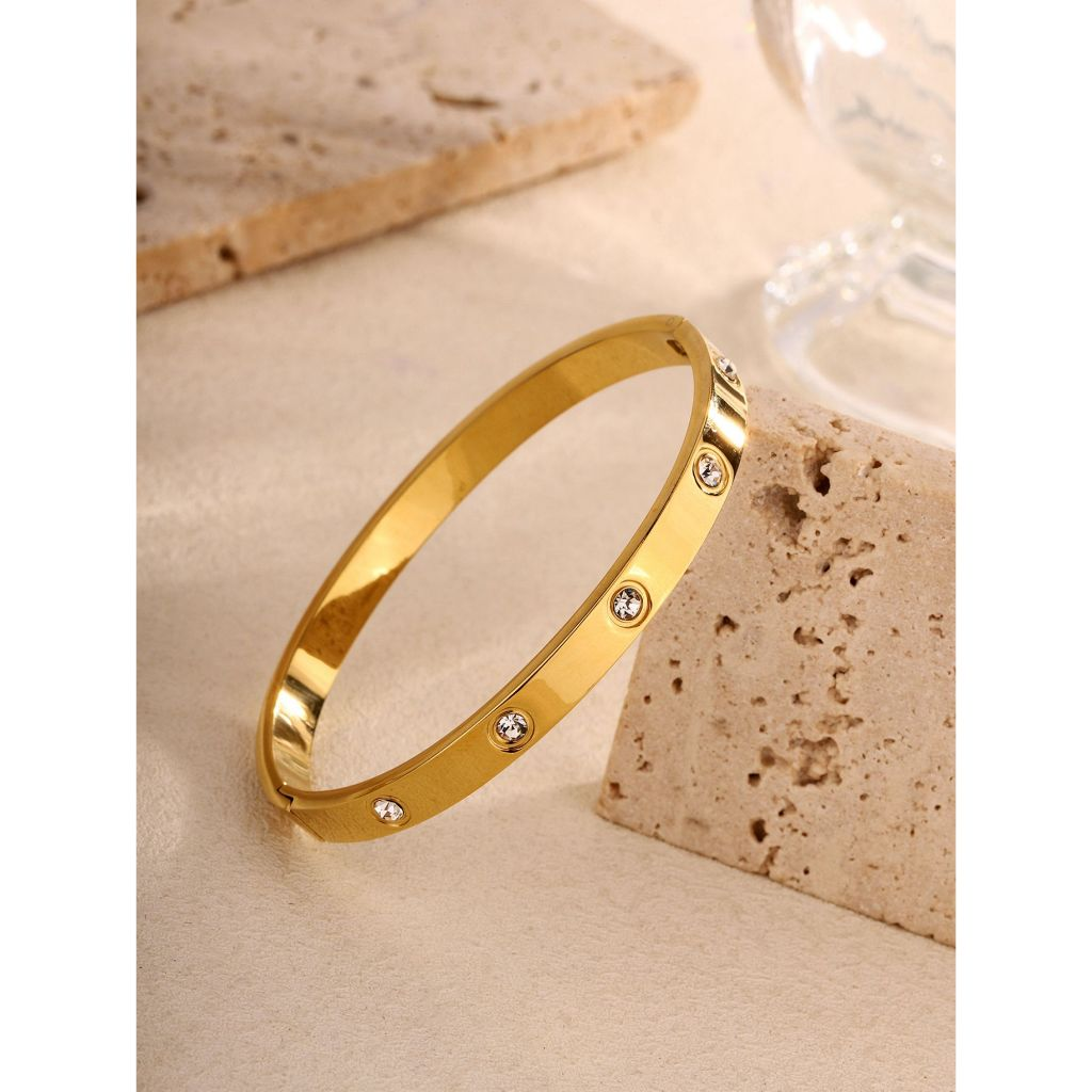 Pulseira de aço titânio 18k para mulheres cheia de diamantes A pulseira Kajia não desbota joias femininas simples e versáteis joias de design de celebridades da internet