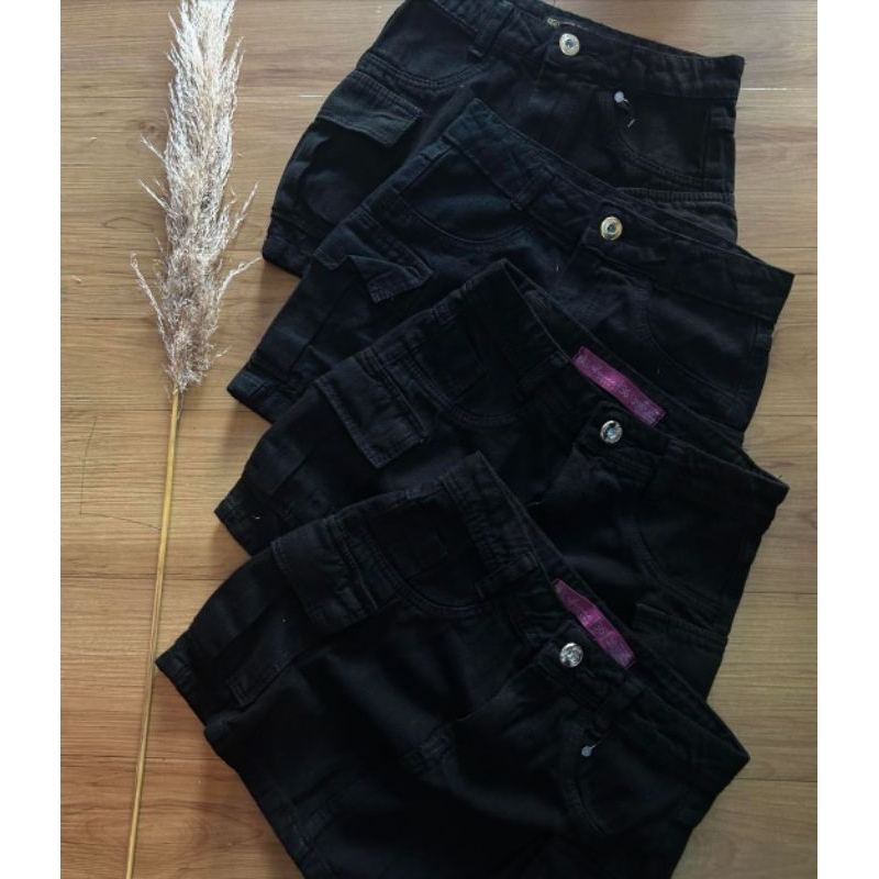 Saia Jeans Feminina Cargo Azul Com Detalhes