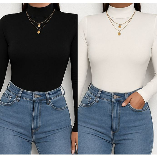 Blusa Feminina Cacharrel Segunda Pele Gola Alta Manga Longa