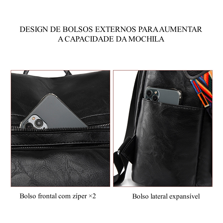 Mochila Bolsa Feminina GRANDE Escolar Trabalho Viagem Couro Sintéticos