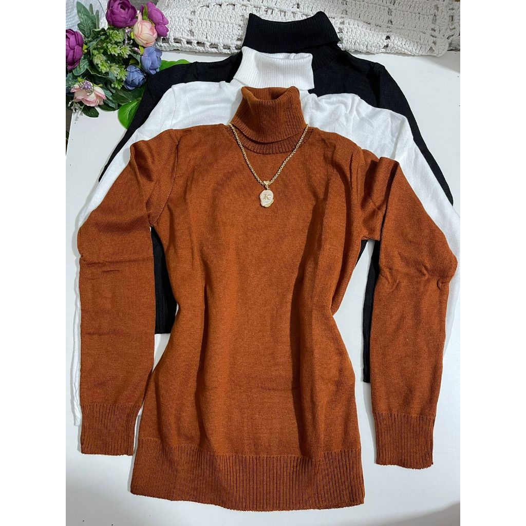 Kit 3 pc Blusa gola alta tricot feminina inverno manga longa TAM :U 36 até 42