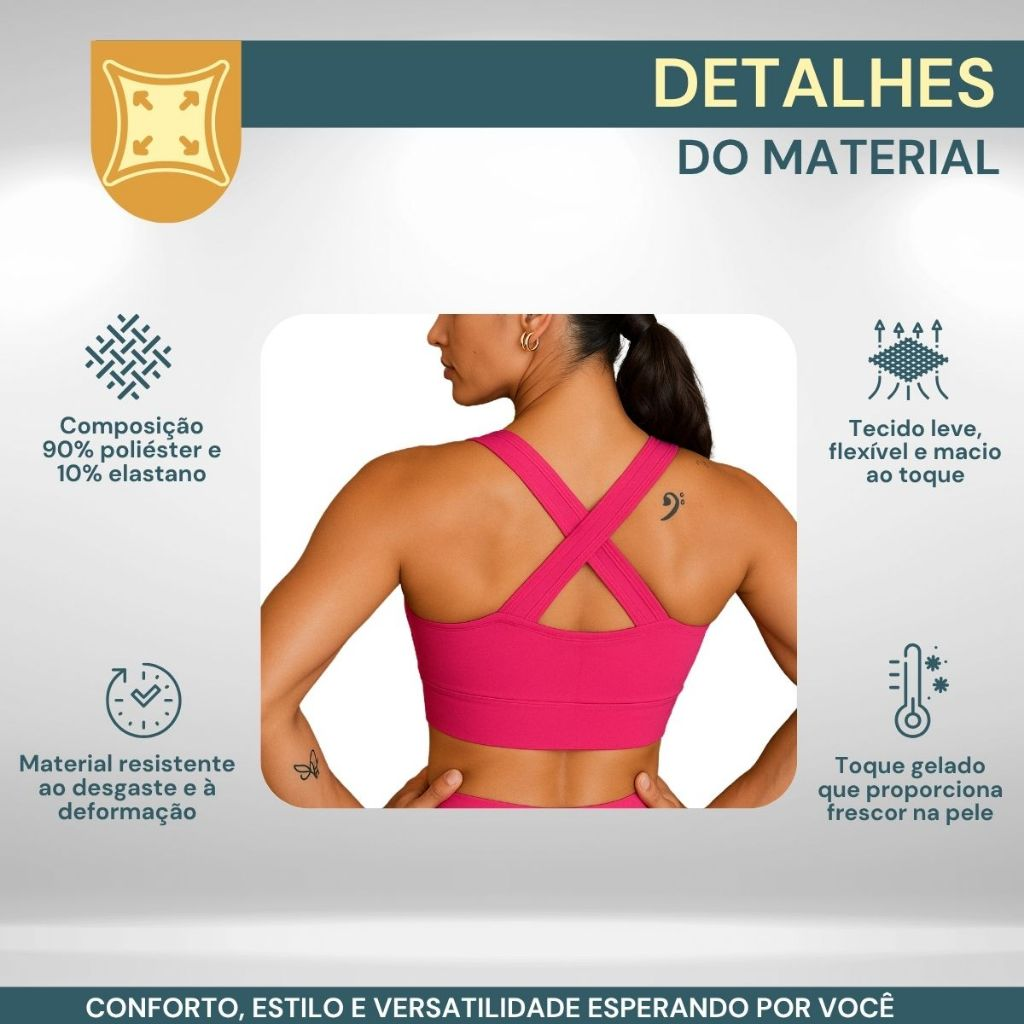 Top Fitness 3 em 1 Feminino Academia com Bojo Zero Transparência Alças Largas Conforto