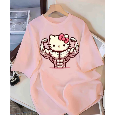 Camiseta Camisa Tshirt Feminina 100% Algodão Casual Oversized Treino Gym Fitness Academia Hello K