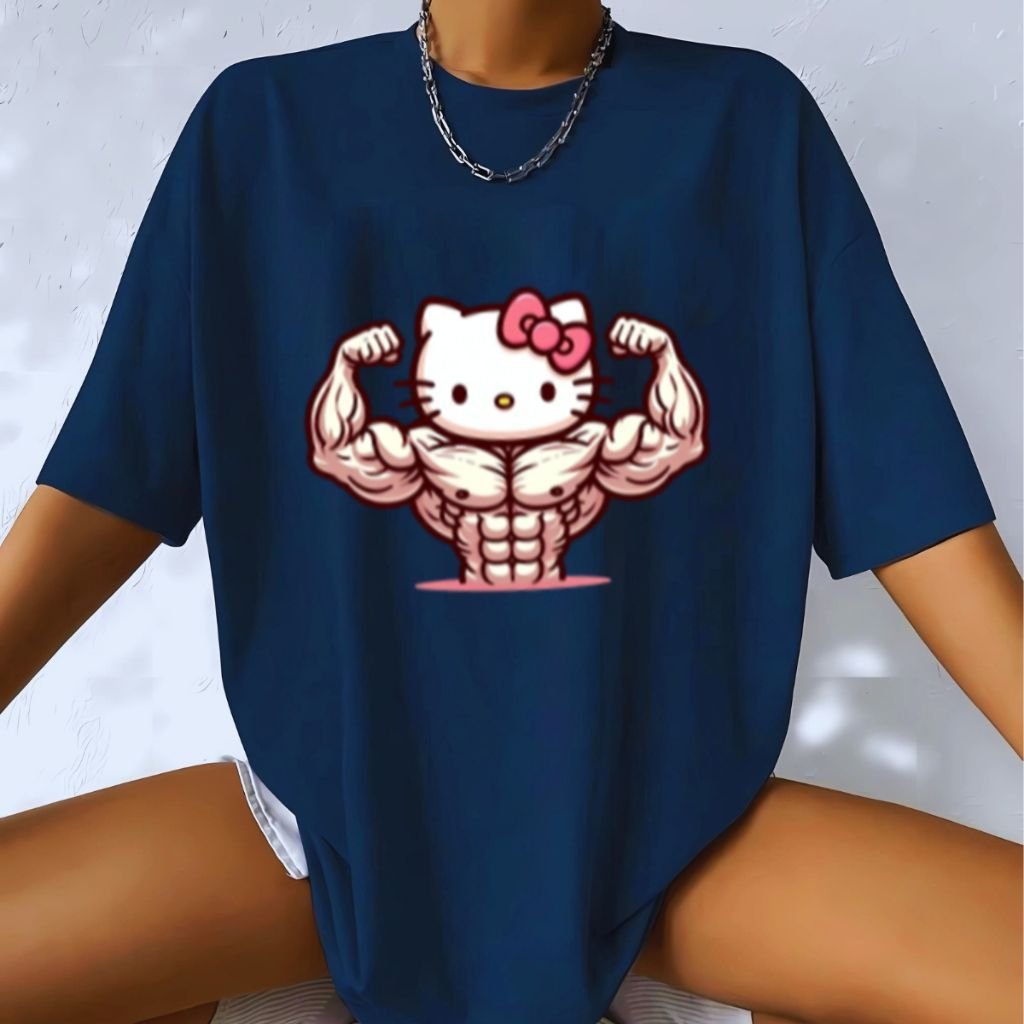 Camiseta Camisa Tshirt Feminina 100% Algodão Casual Oversized Treino Gym Fitness Academia Hello K