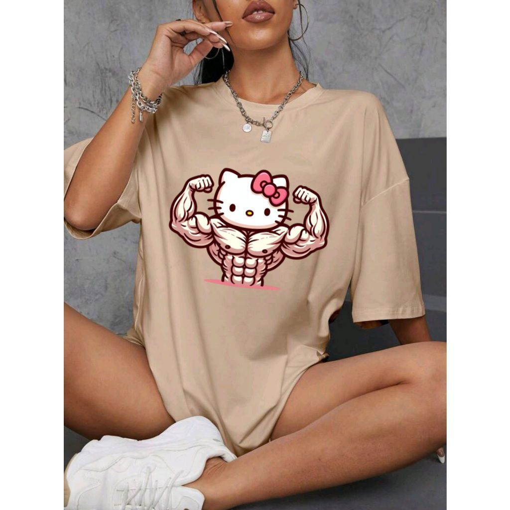 Camiseta Camisa Tshirt Feminina 100% Algodão Casual Oversized Treino Gym Fitness Academia Hello K