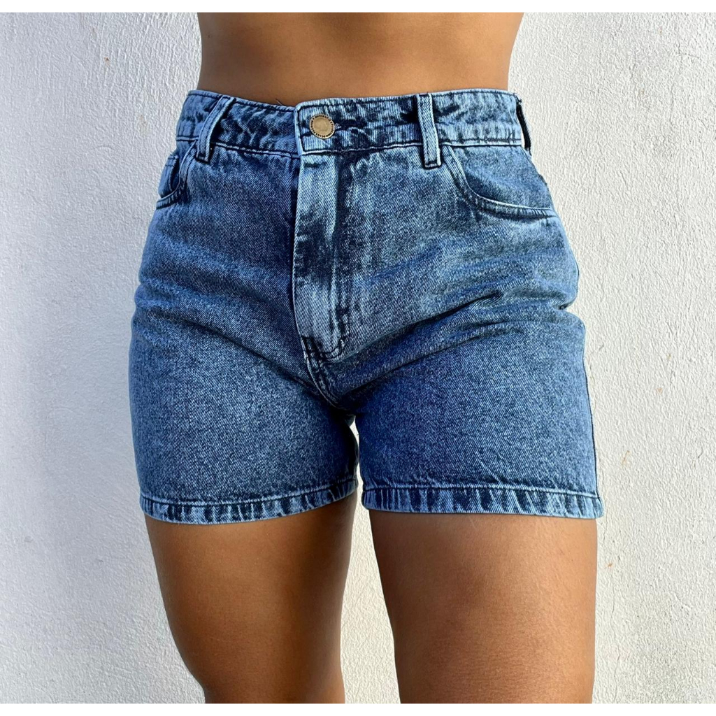 Short Jeans Feminino Mom Short Jeans Cintura Alta Sem Lycra Bermuda Jeans feminina conjunto feminino