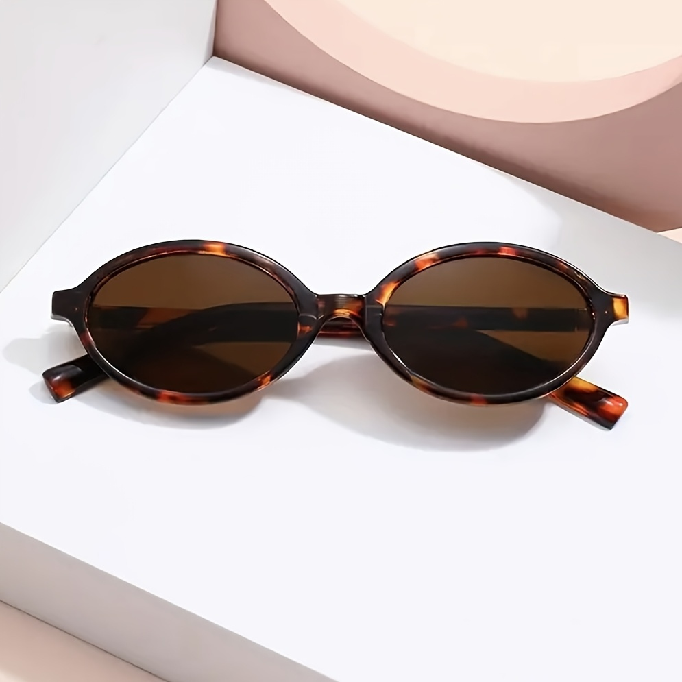 Óculos de sol feminino oval retrô, padrão tartaruga, estilo moderno