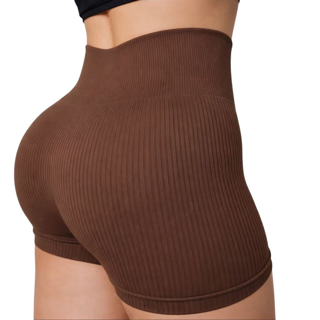 Kit 1/2/3 Short Feminino Fitness Cintura Alta Canelado Secagem Rápida Zero Transparente Esportivo