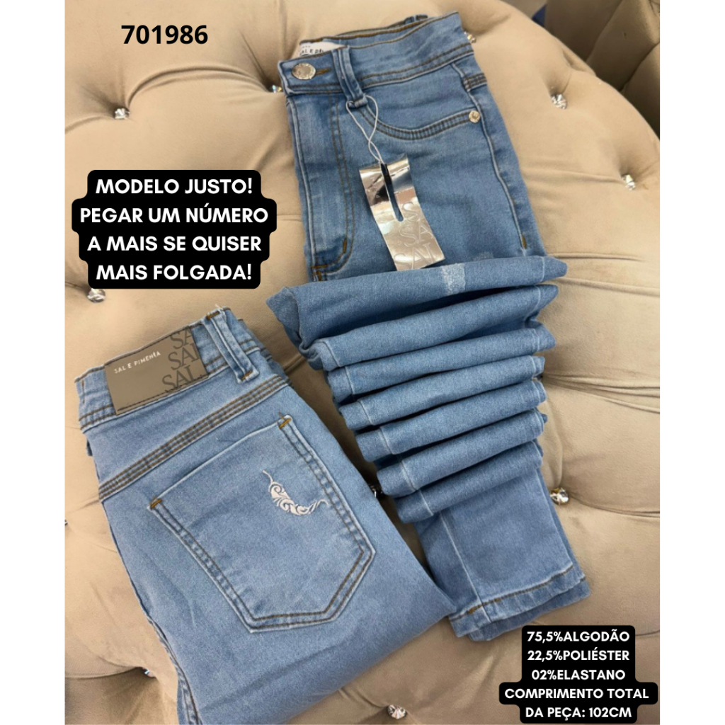 Calça Sal E Pimenta Calça Jeans Feminina Skinny com Lycra Elastano