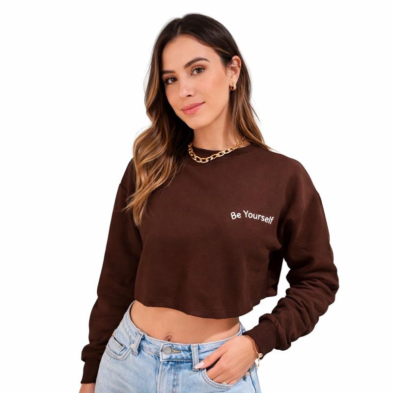 Kit 2 Blusa de Frio Feminino Cropped Moletom Bordado Felpudo Algodão Casaco Flanelado Moletom Bordado