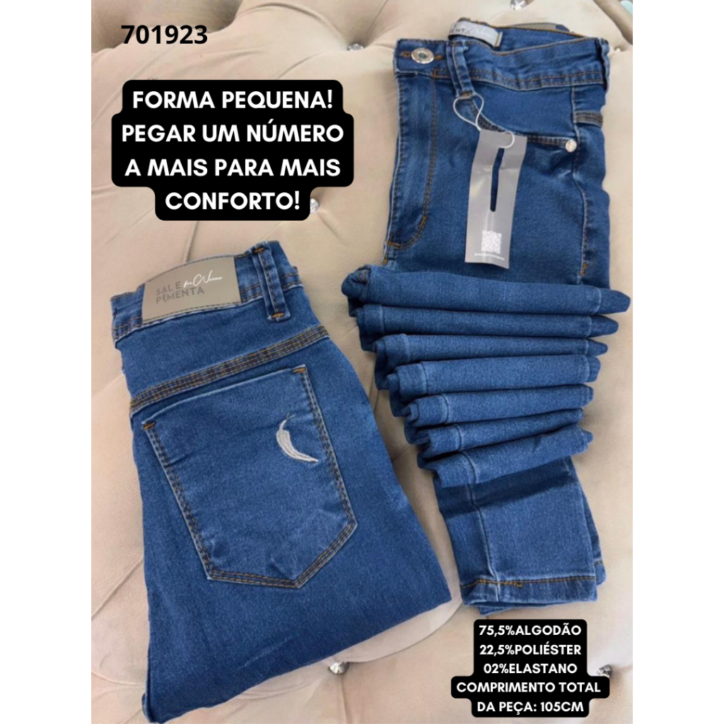 Calça Sal E Pimenta Calça Jeans Feminina Skinny com Lycra Elastano