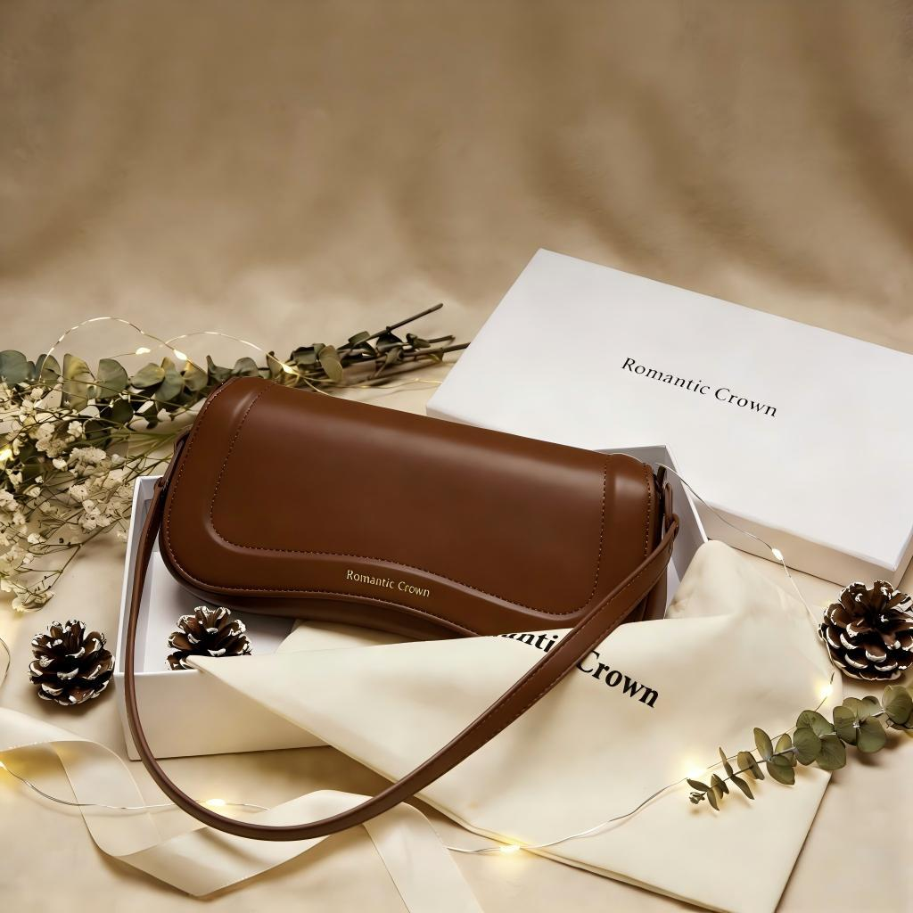 Bolsa de Ombro Feminina com Alça Ajustável, Bolsa Feminina Elegante com Couro Preto, Bolsa Transversal Tiracolo Presente