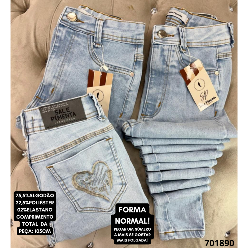 Calça Sal E Pimenta Calça Jeans Feminina Skinny com Lycra Elastano