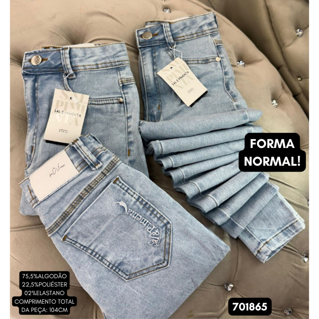 Calça Sal E Pimenta Calça Jeans Feminina Skinny com Lycra Elastano