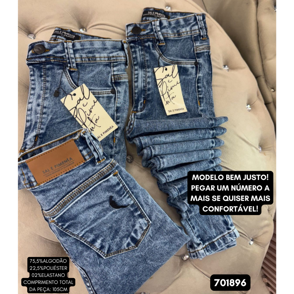 Calça Sal E Pimenta Calça Jeans Feminina Skinny com Lycra Elastano