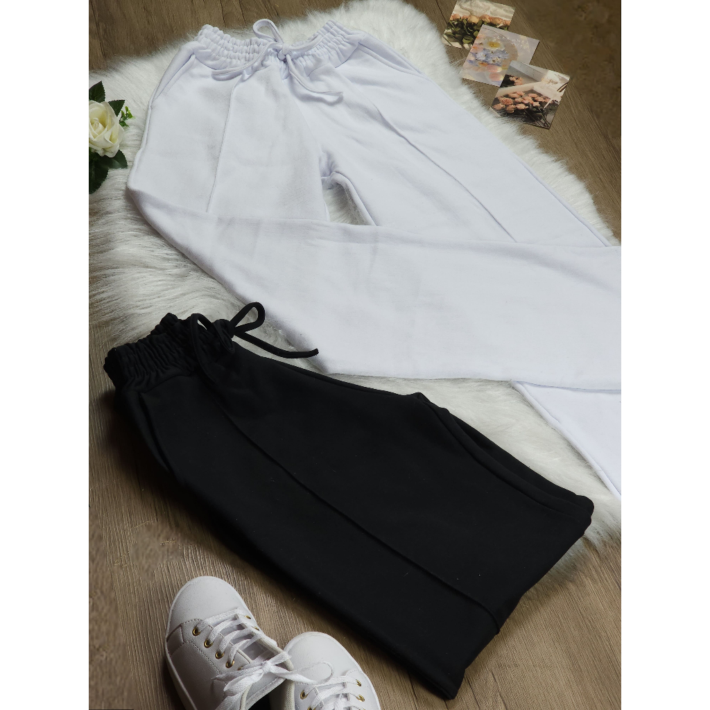 Calça Feminina Moletom Pantalona - Moda Gringa Casual Elegante (P M G GG)
