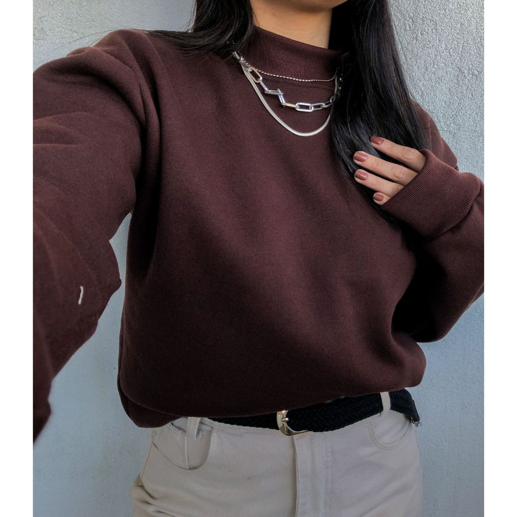 Moleton feminino gola alta conforto caimento solto e elegante outono/inverno