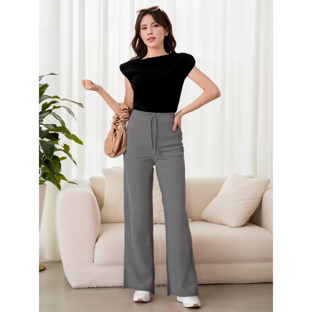 Calça Feminina Com Amarra de Tricô Modal