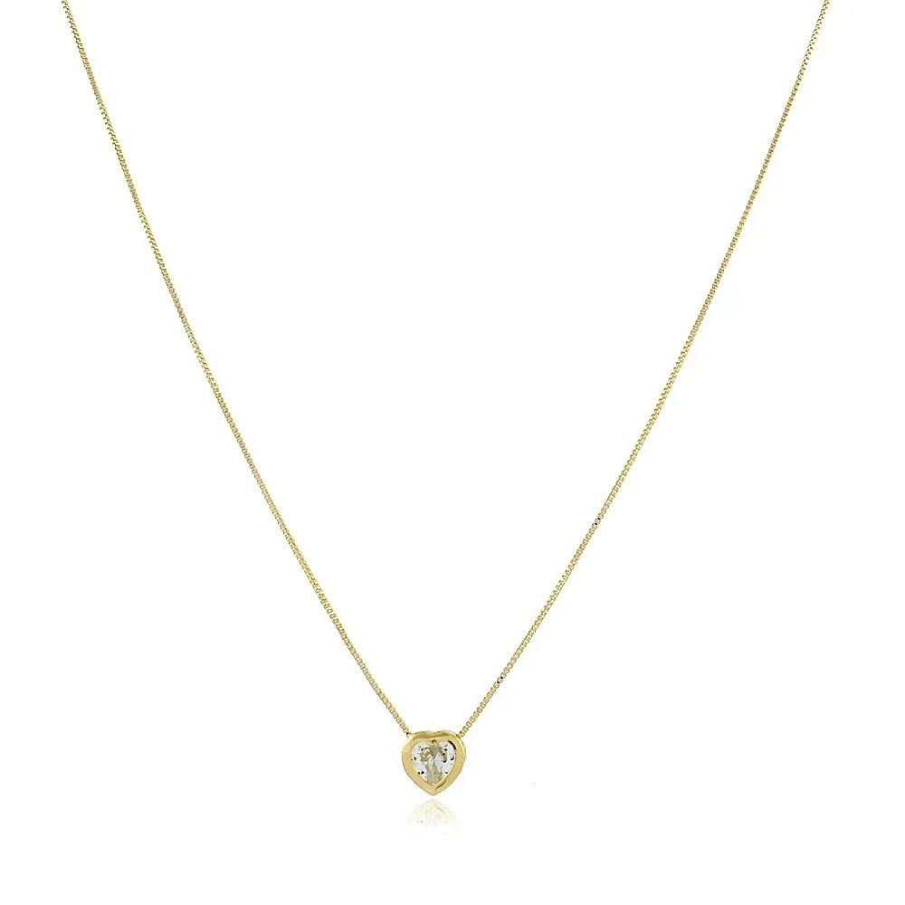 Colar Choker coração Ponto De Luz Folheado A Ouro 18k Durabilidade 3 meses
