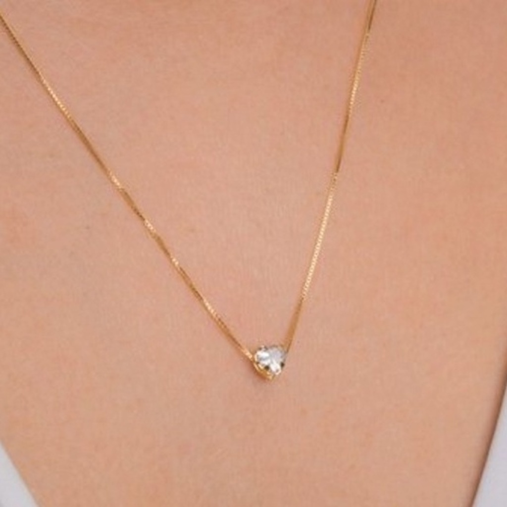 Colar Choker coração Ponto De Luz Folheado A Ouro 18k Durabilidade 3 meses