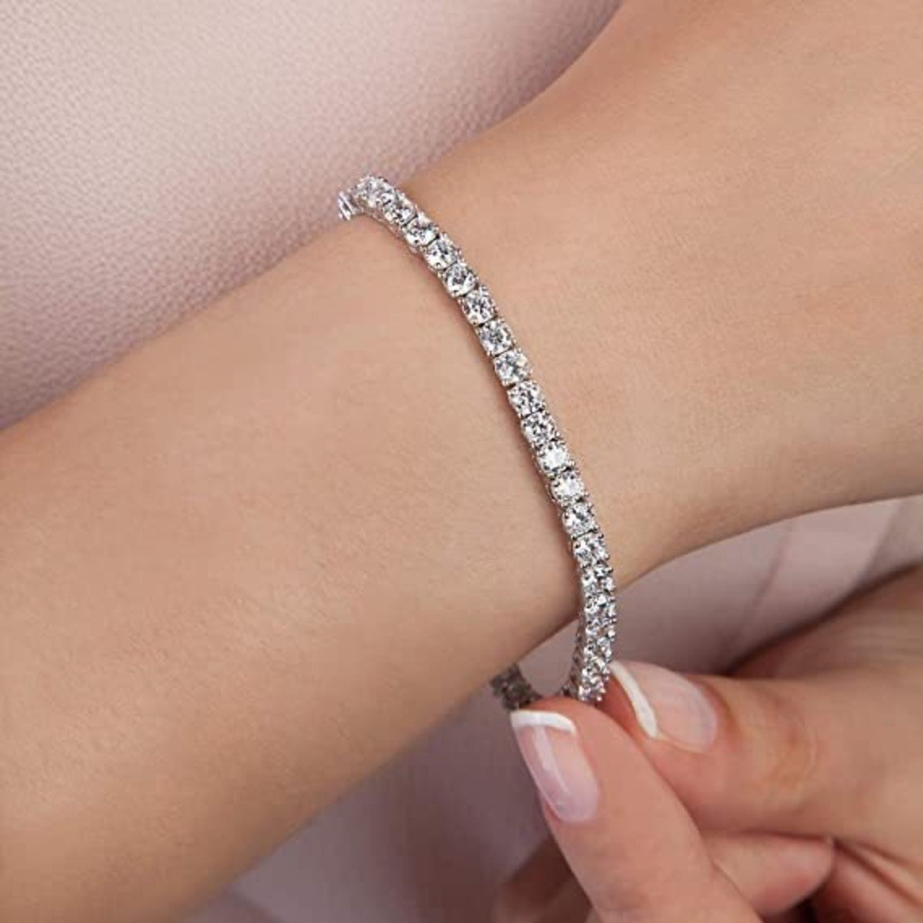 Kit 3 Pulseiras Feminina Riviera Zirconia Crital Banhado a prata 925